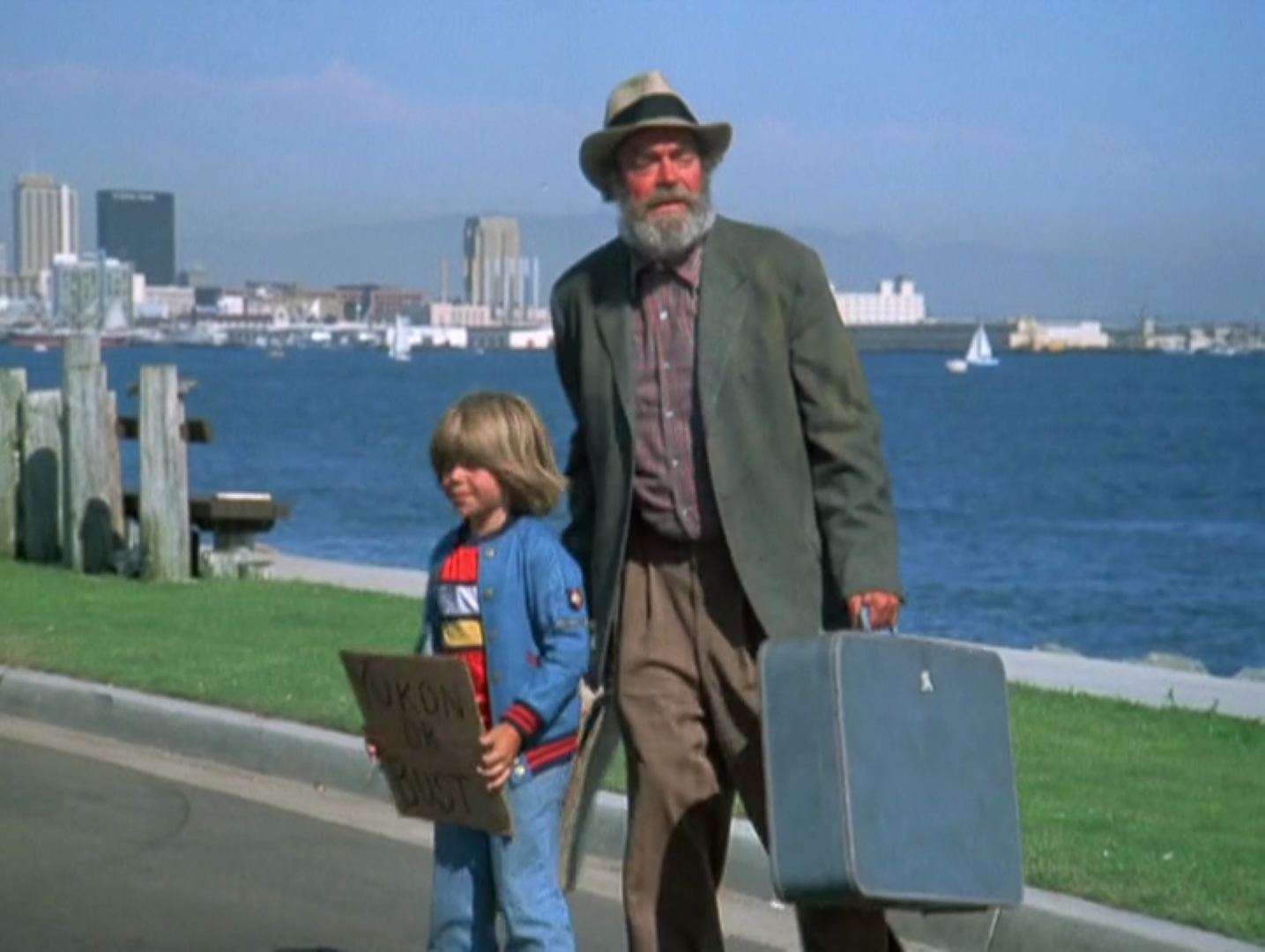 "Eight is Enough" on-location at Shelter Island with a less developed downtown San Diego, circa 1978, in the background. 